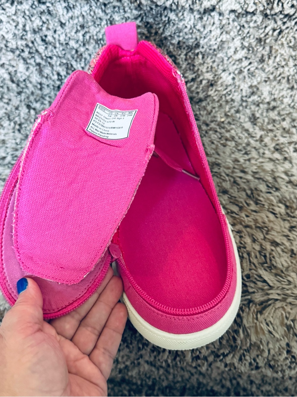 Billy Brand ! Bright Pink Kids High-Top Shoe Accessory with Glitter Panels - Picture 10 of 11